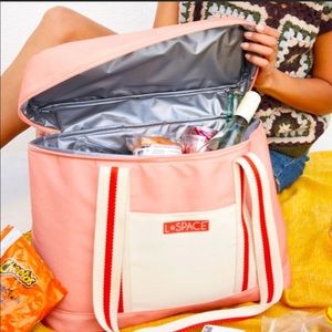 L Space Coastal Cooler Beach Bag Insulated Tote Pink Red Tailgate Picnic NWT